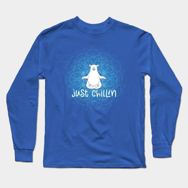 Just Chillin Polar Bear Mandala Long Sleeve T-Shirt by Jitterfly